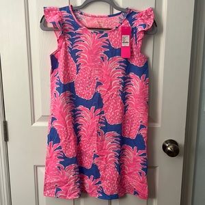 Lilly Pulitzer Girls Ella Dress Blue Haven Little Flamenco size XL (12-14) NWT